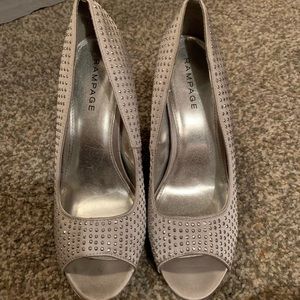 EUC silver sequin stilettos